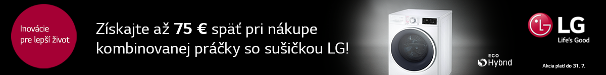 Získaj až 75 EUR späť za kombinovanú práčku so sušičkou LG