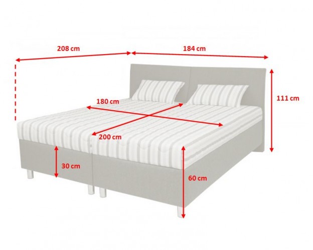 Čal.posteľ Colorado 180x200,vr. matracov,roštu a úp - II. akosť