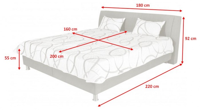 Čalúnená posteľ Discovery 160x200, šedá, vrátane pol. roštu a úp
