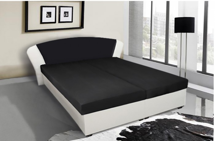 Čalúnená posteľ Kula 170x200, čierna/biela, vrátane matraca a úp
