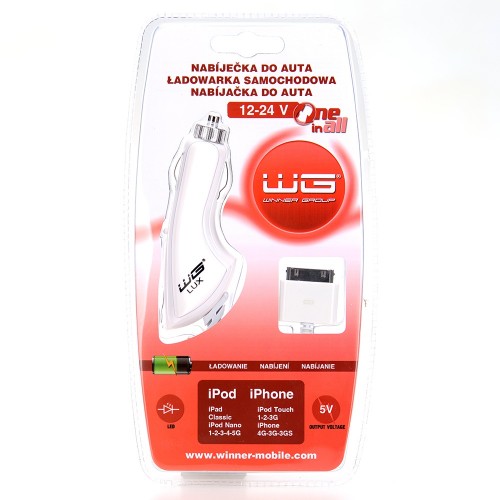Car charger WG LUX  iPhone 3G/iPhone 4/iPhone 4S/iPod (white) bl