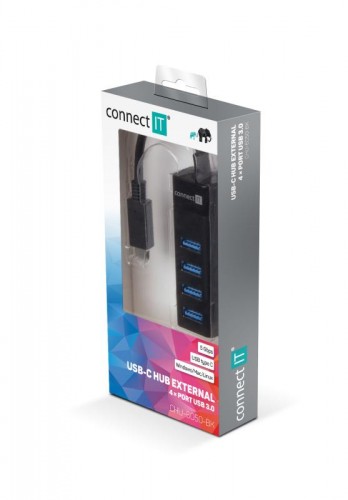 Connect IT USB-C externý hub, 4 porty USB-A 3.0 ROZBALENÉ