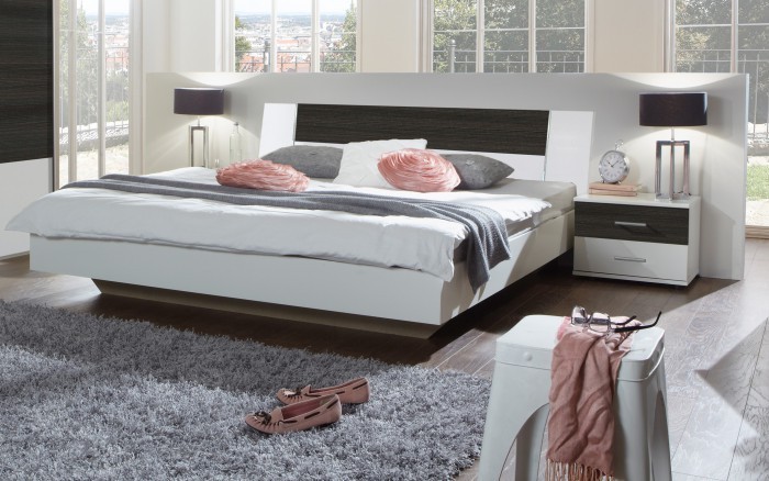 Dora - komplet, posteľ 180cm (alpská biela, wenge)