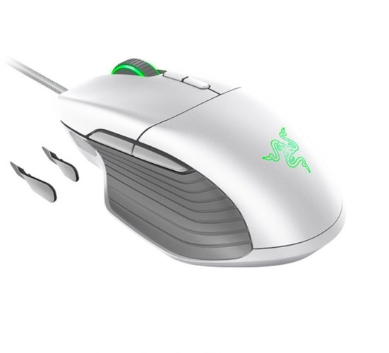Drôtová herná myš Razer Basilisk Mercury, 16 000 dpi, biela