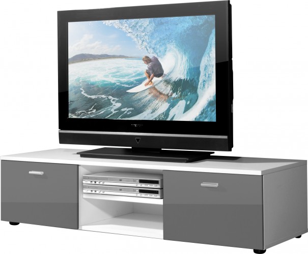Easy - TV stolík, 3665-103 (biela/sivá vysoký lesk)