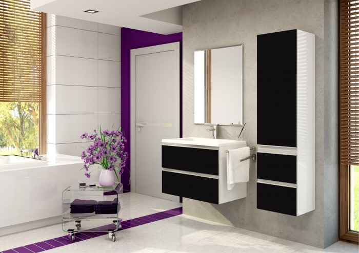 Firenze - Kúpelňová zostava (čierna,boky biele)