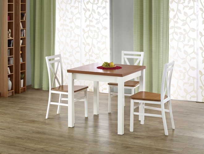 Jedálenský stôl Gracjan rozkladací 80-160x80 cm (jelša, biela).
