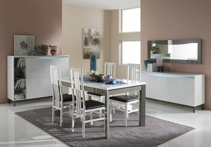 Almera - Jedálenský stôl 160 cm (biela/sivá)