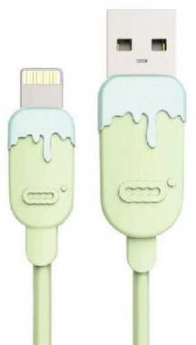 Značka Olpran - Kábel Lightning na USB, gumový, 1,5m, CC, zelená/modrá