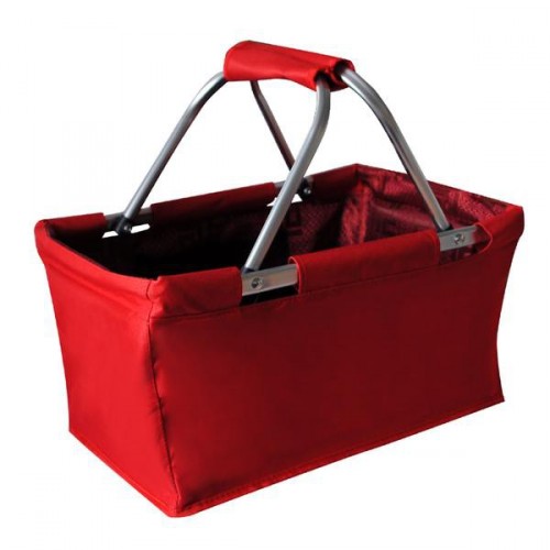 Košík nákupný skládací (bavlna,kov,červená)
