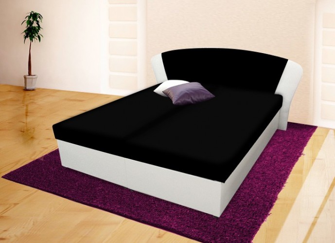 Čalúnená posteľ Kula 170x200, čierna/biela, vrátane matraca a úp