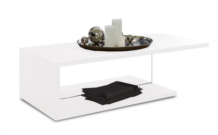 Linea - Konferenčný stolík (biela s čírym sklom)