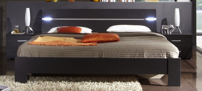 Madrid - Komplet, posteľ 180 cm (lava čierna)
