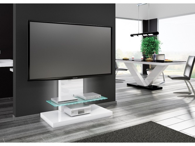 Marino max - TV stolík (biela vysoký lesk/sklo mliečne)
