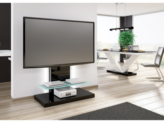 Marino max - TV stolík (čierna vysoký lesk/sklo mliečne)