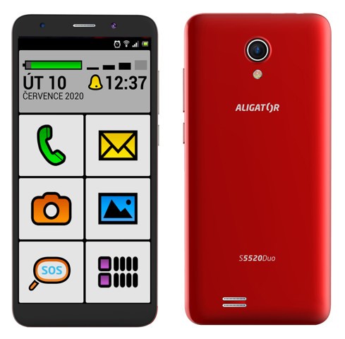 Mobilný telefón ALIGATOR S5520 SENIOR 1GB/16GB, červený POUŽITÉ,