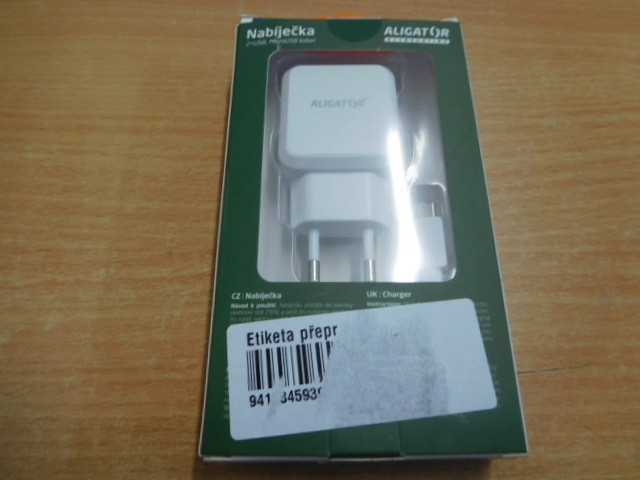 Nabíjačka Aligator 2xUSB 2,4A + kábel Micro USB, biela POŠKODENÝ