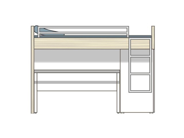 Match - posteľ vysoká,stôl,šatníková skriňa (borovica carrizo)