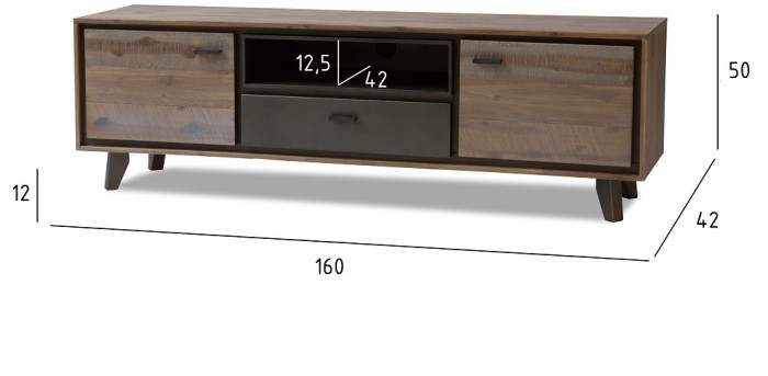 TV stolík Mety (1 zásuvka, 2x dvere, drevo, hnedá)