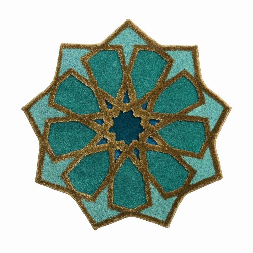 Sherezad - Předložka kruh, 120 cm (smaragdová-tyrkysová-zlatá)