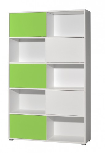 Slide - regál s posuvnými dverami, 196 cm (biela/zelená)