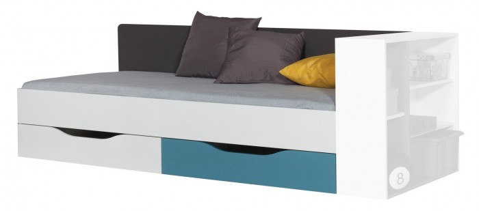 Tablo-posteľ 90x200 cm, rošt (grafit/biela,lesk/atlantic)