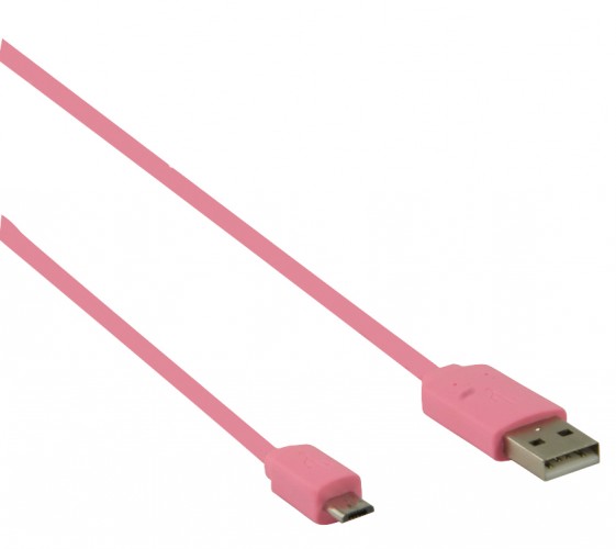 Kábel USB2.0 TYP A - MICRO USB TYP B, RUŽOVÝ - 1m