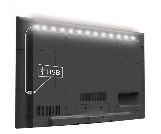 USB TV náladové osvetlenie, LED pásik, 90 cm, studená biela
