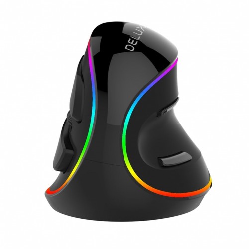 Drôtová myš Delux M618, vertikálna, RGB, 6 tlačidiel, čierna POUŽ
