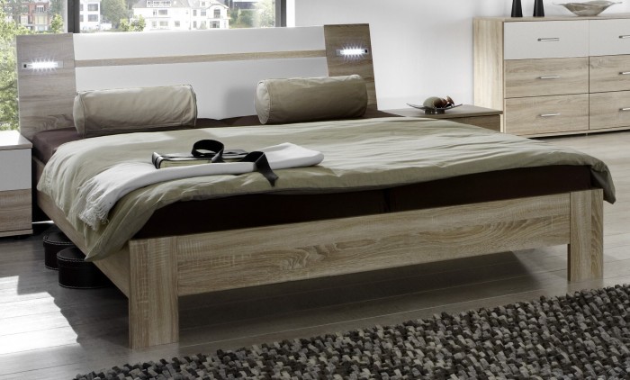 Vicenza - posteľ 140x200 cm (dub/alpská biela)